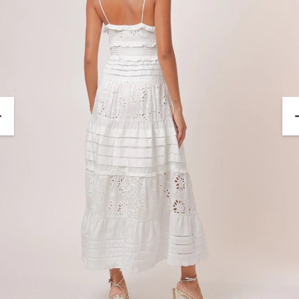 Line and Dot NWT SZ Small the Pixie White eyelet Tiered Maxi Dress - Picture 2 of 16